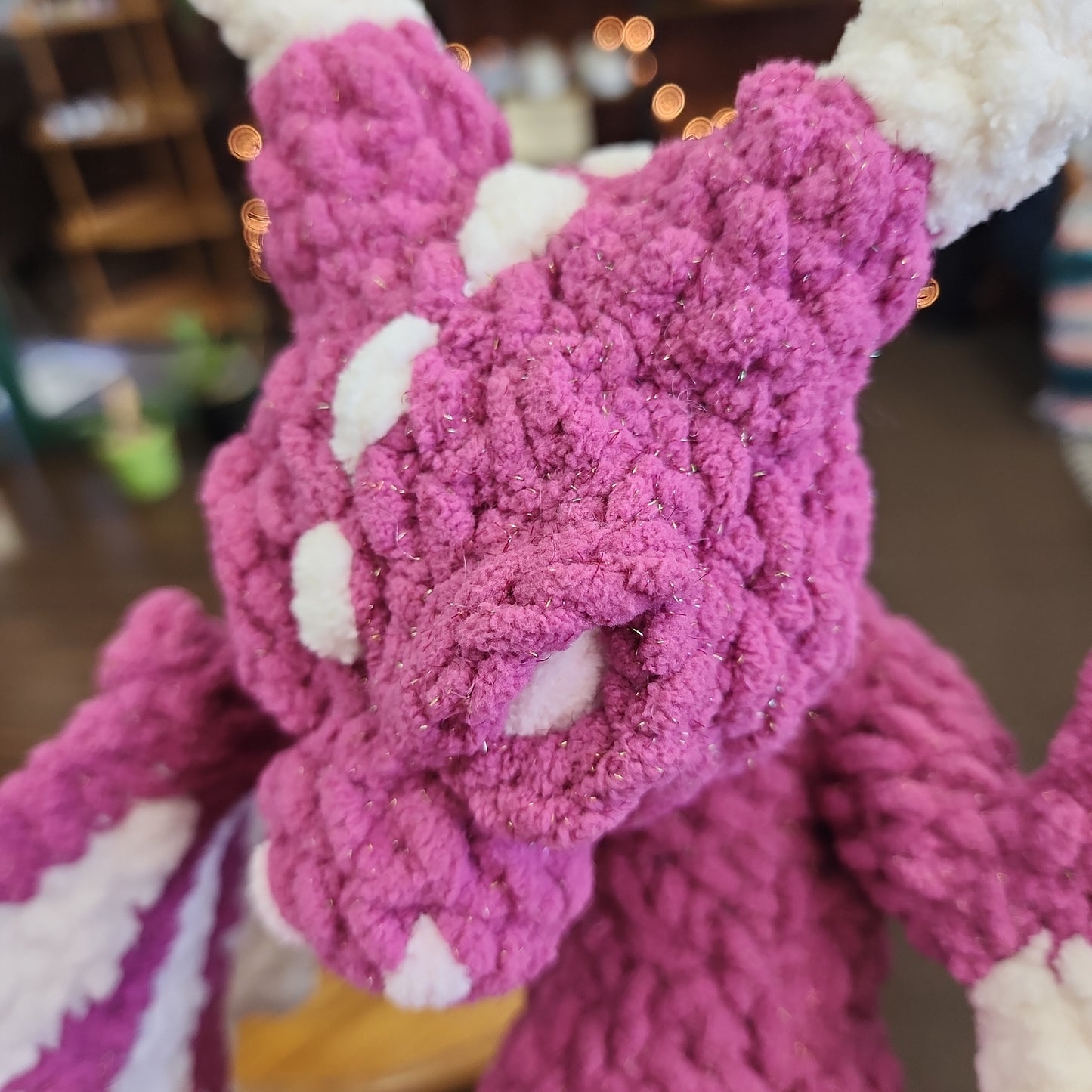 Crochet Creatures - Dragon | Sparkly Pink & White