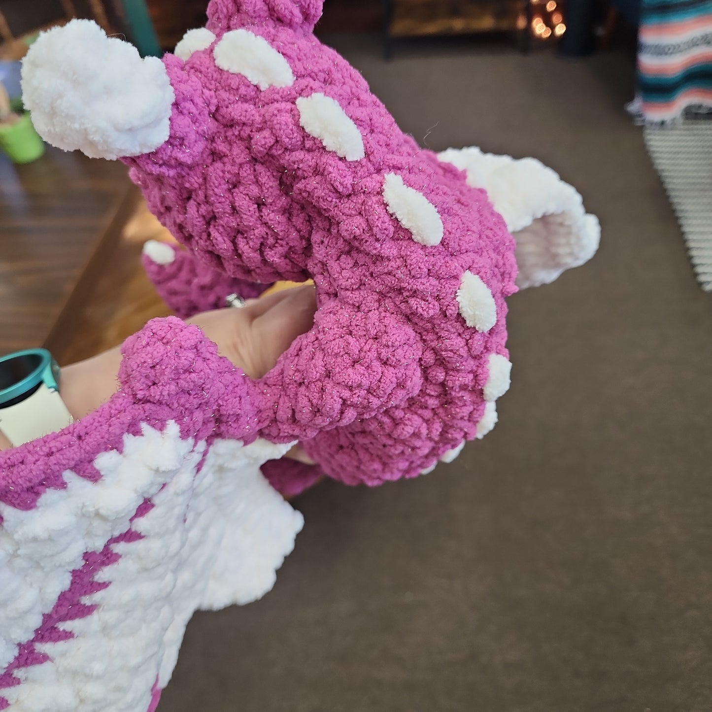 Crochet Creatures - Dragon | Sparkly Pink & White
