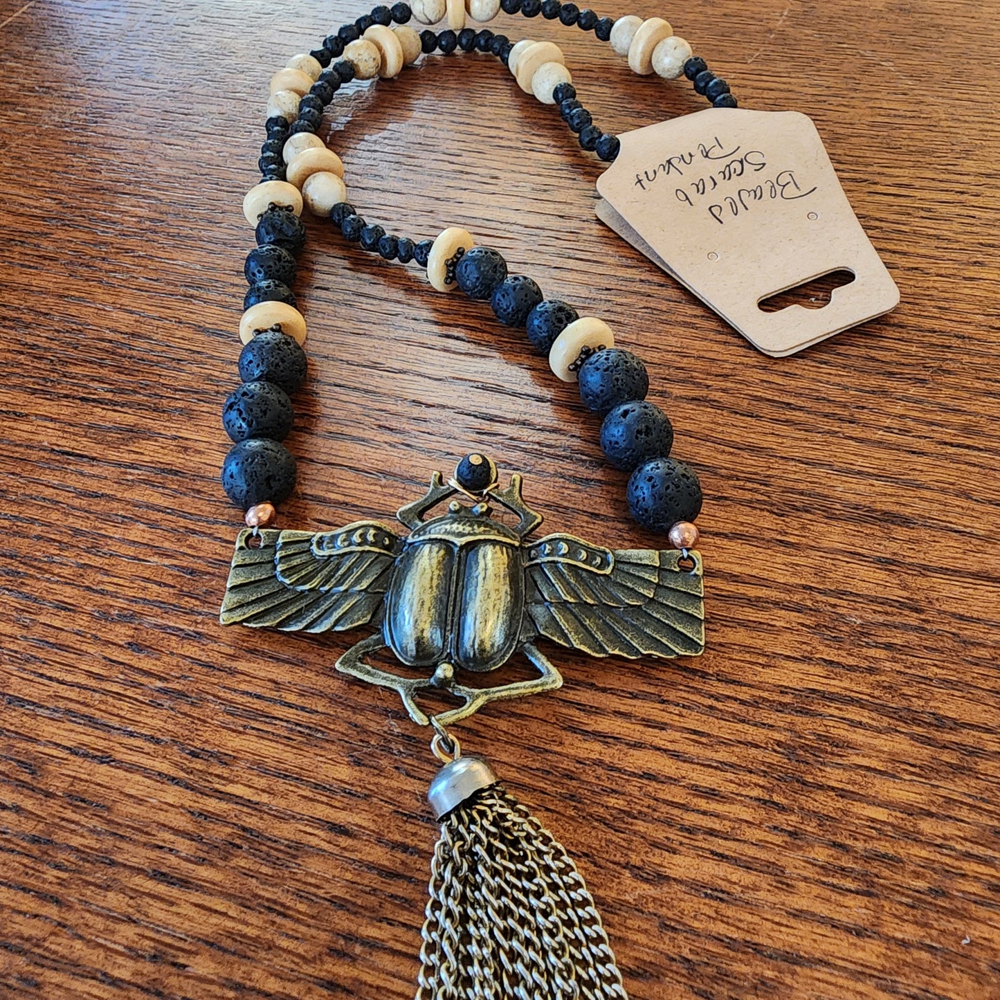 Beaded Scarab Pendant by Jennifer Teixeira