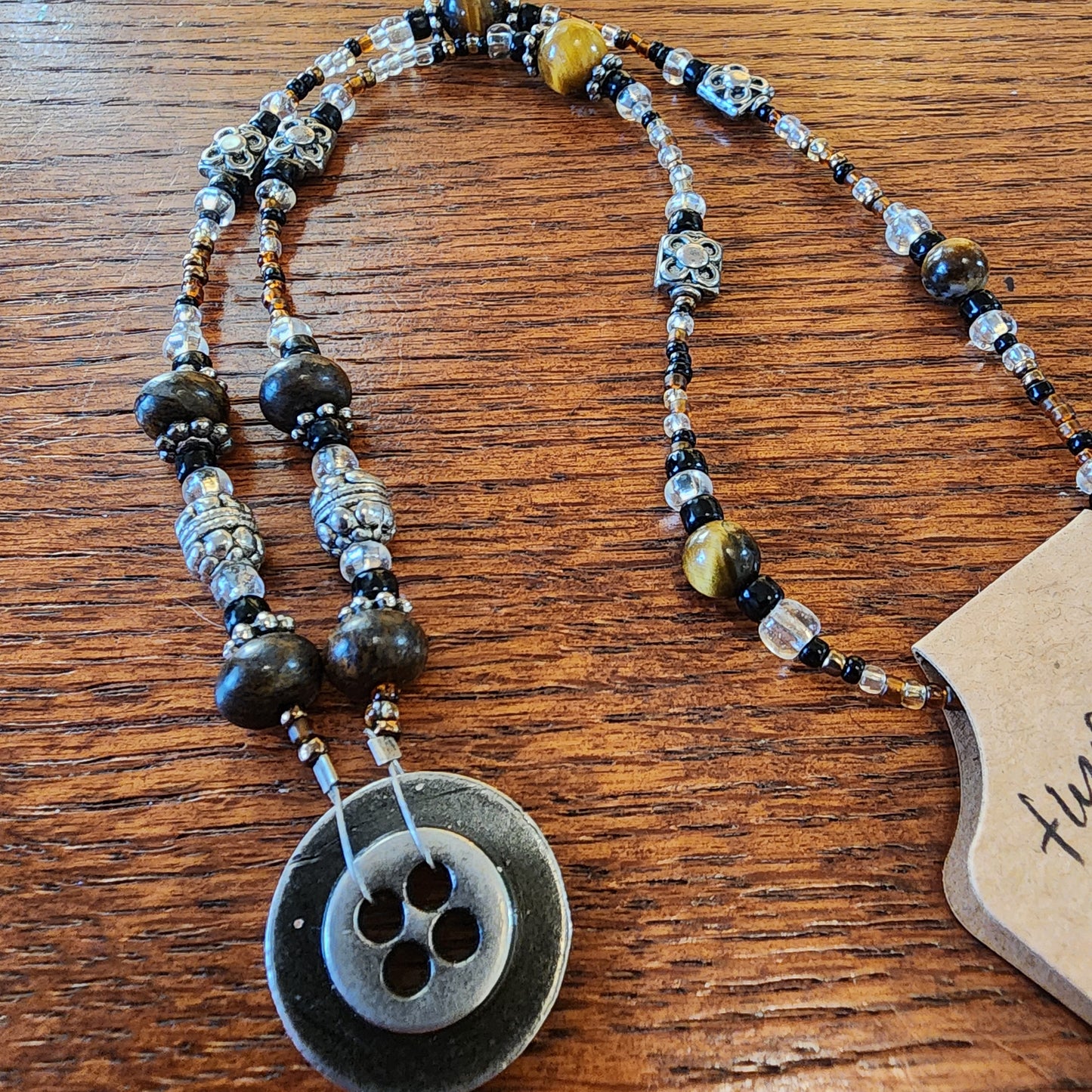 Button Beaded Pendant by Jennifer Teixeira