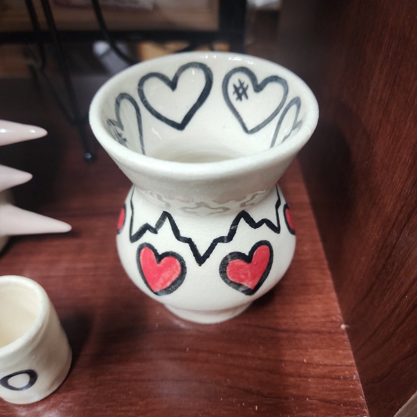 Handmade Ceramic Vase | Red/Black Hearts | Bitchware Ceramics