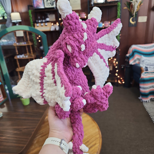 Crochet Creatures - Dragon | Sparkly Pink & White