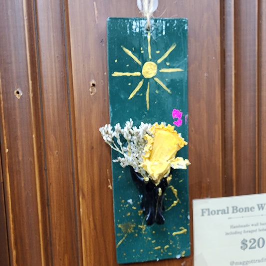 Floral Bobcat Bone Wall Placard