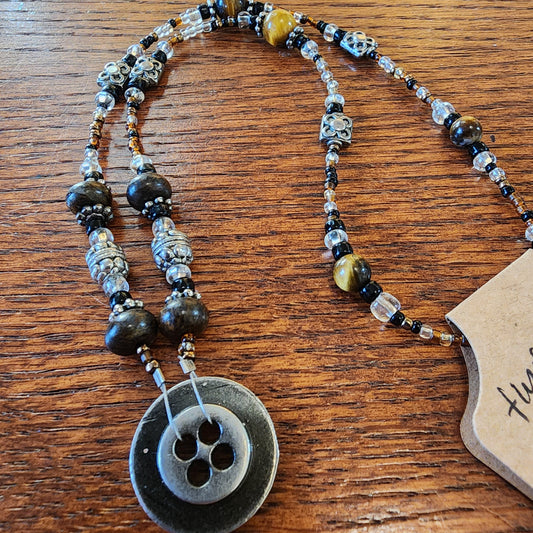 Button Beaded Pendant by Jennifer Teixeira